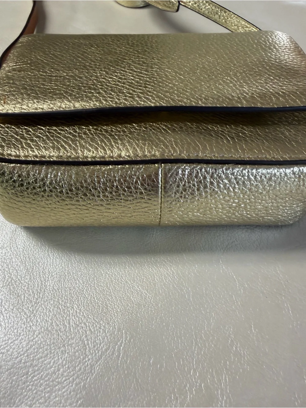 J. Crew Metallic Gold Pebbled Leather Crossbody Bag